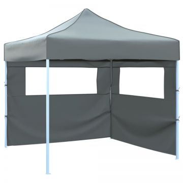 Cort de petrecere pliabil, 2 pereți laterali, antracit, 3 x 3 m