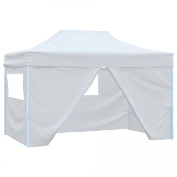 Cort de petrecere pliabil cu 4 pereți, alb, 3 x 4,5 m