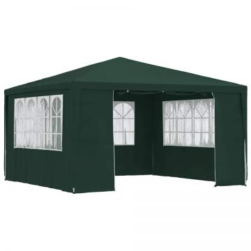 Cort petrecere profesional cu pereți laterali verde 4x4m 90g/m²