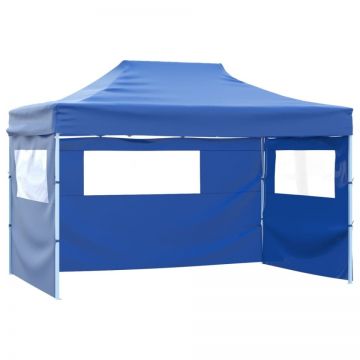 Cort pliabil cu 3 pereți, 3 x 4,5 m, albastru