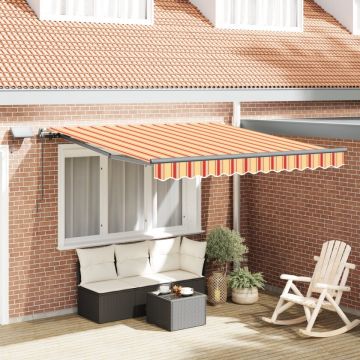 Marchiză manuală retractabilă cu LED galben și portocaliu 350x250 cm