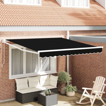 Marchiza manuală retractabilă Neagră 300x250 cm, Material de înlocuire pentru marchiză pentru cadru de 3x2.5 m Negru
