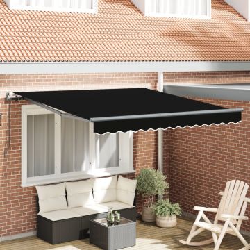 Marchiza manuală retractabilă Negru 350x250 cm, Material de înlocuire pentru marchiză pentru cadru de 3,5x2,5 m Negru