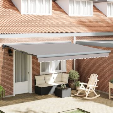 Marchiză Retractabilă Automată Gri deschis 400x300 cm, Material de Înlocuire pentru Marchiză 4x3 m Gri deschis