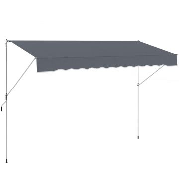 Outsunny Copertină Retractabilă cu Braț Pliabil, 400x120 cm, Gri Închis | Aosom Romania