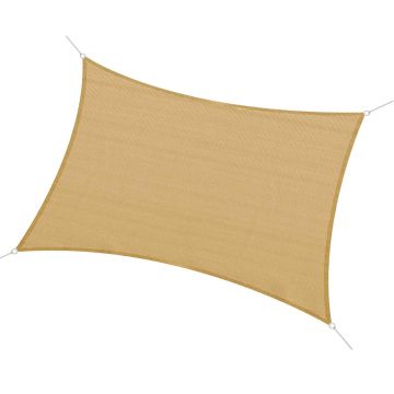 Outsunny Cort Parasolar Dreptunghiular pentru Exterior cu Protecție UV Respirabil cu Frânghii de Fixare, 3x4 m, Bej | Aosom Romania
