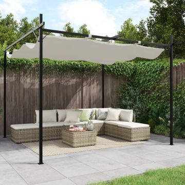 Pergola cu acoperiș retractabil, crem, 295x292x230 cm