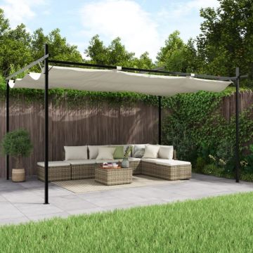 Pergola cu acoperiș retractabil, crem, 395x292x230 cm