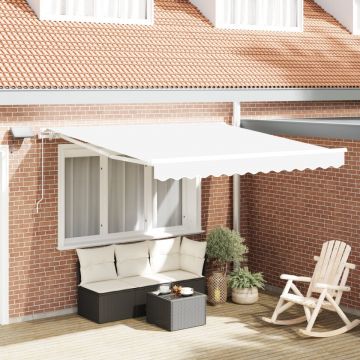 Copertină Manuală Retractabilă cu LED Alb 300x250 cm, Material de Înlocuire pentru Copertină pentru Cadru de 3x2.5 m Alb