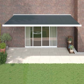 Copertină retractabilă, antracit, 5x3 m, textil și aluminiu