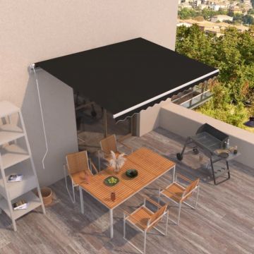 Copertină retractabilă automat, antracit, 450x350 cm