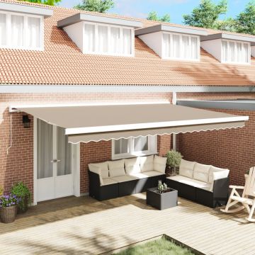 Cort retractabil manual Bej 500x300 cm, Material de înlocuire pentru cort pentru cadru de 5x3 m Bej