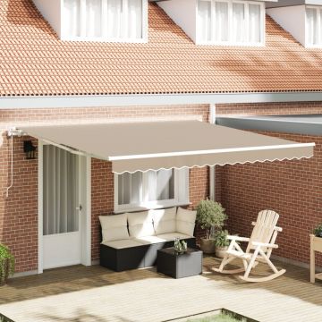 Marchiza Automată Retractabilă Bej 400x350 cm, Material de Înlocuire pentru Marchiză 4x3.5 m Bej