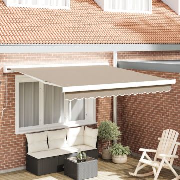 Marchiză Manuală Retractabilă Bej 350x250 cm, Fabrică de înlocuire pentru marchiză pentru cadru de 3.5x2.5 m Bej