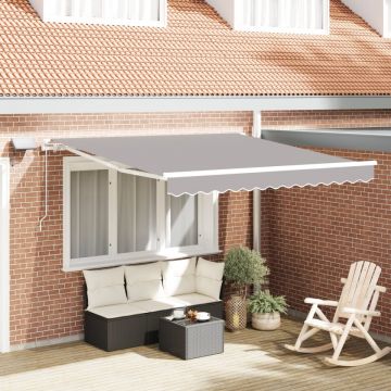 Marchiză manuală retractabilă cu LED gri deschis 300x250 cm, Material de înlocuire pentru marchiză pentru cadru de 3x2,5 m gri deschis