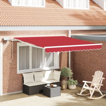 Marchiză Manuală Retractabilă cu LED Roșie 300x250 cm, Material de Înlocuire pentru Marchiză 3x2.5 m Roșie