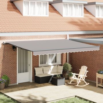 Marchiză manuală retractabilă gri deschis 450x300 cm, Material de înlocuire pentru marchiză pentru cadru de 4,5x3 m gri deschis