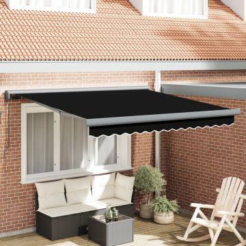 Marchiză manuală retractabilă neagră 350x250 cm, Material de înlocuire pentru marchiză 3,5x2,5 m cadru negru