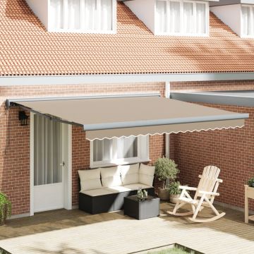 Marchiză retractabilă automată Bej 400x300 cm, țesătură de înlocuire pentru cadru de 4x3 m Bej