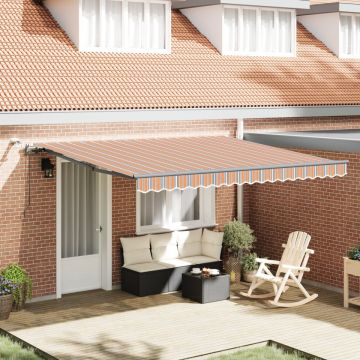 Marchiză Retractabilă Automată cu Dungi LED Multicolore 400x300 cm