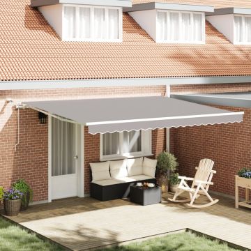 Marchiză retractabilă automată cu LED gri deschis 450x300 cm, Material de înlocuire pentru marchiză 4,5x3 m cadru gri deschis