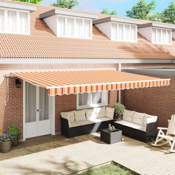 Marchiză Retractabilă Automată Galbenă și Portocalie 500x300 cm