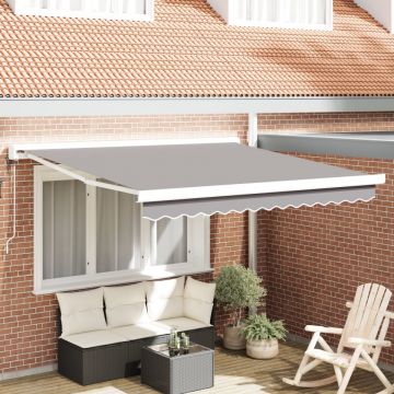 Marchiză Retractabilă Automată Gri Deschis 300x250 cm, Fabrică de Înlocuire pentru Marchiză 3x2,5 m Cadru Gri Deschis
