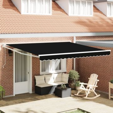 Marchiza retractabilă automată Neagră 400x300 cm, Material de înlocuire pentru marchiză pentru cadru de 4x3 m Negru