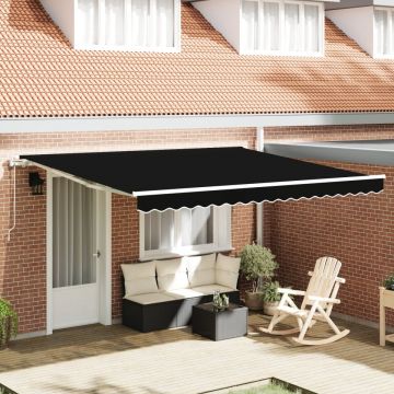 Marchiză retractabilă automată Neagră 400x350 cm, Material de înlocuire pentru marchiză pentru cadru de 4x3.5 m Negru