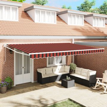 Marchiză retractabilă automată portocalie și maronie 500x300 cm