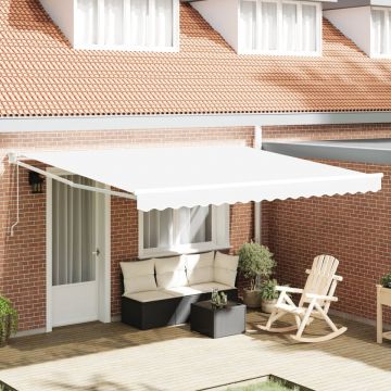 Markiză Retractabilă Automată Alb 400x300 cm, Material de Înlocuire pentru Markiză de 4x3 m Alb