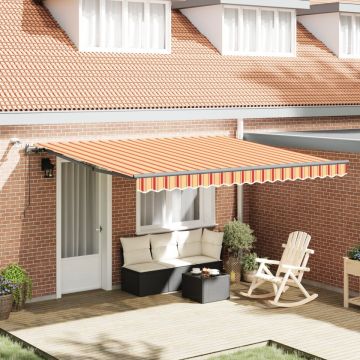 Markiză retractabilă automată cu LED galben și portocalie 400x300 cm