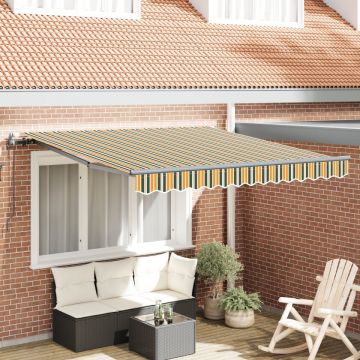 Markiză retractabilă automată verde și galben 350x250 cm, Cotică de înlocuire pentru markiză pentru cadru de 3.5x2.5 m verde și galben