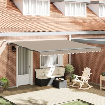 Marquise Retractabilă Automată cu LED Bej 400x300 cm, Material pentru înlocuirea marquises-ului pentru cadru de 4x3 m Bej