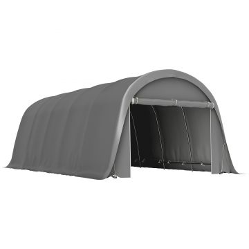 Outsunny Carport cort garaj 3,6 x 7,2 m adăpost exterior pentru mașină cort de depozitare cu pereți laterali detașabili, gri închis | Aosom Romania