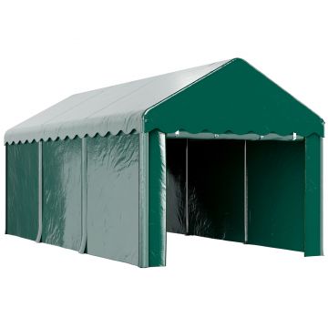 Outsunny Carport tente garage 3 x 6m Acoperiș mașină robust cu 2 uși înfășurate, țesătură 200g PE, verde | Aosom Romania