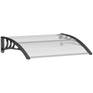 Outsunny Copertină de Exterior pentru Uși și Ferestre 75x100 cm, Protecție Solară și împotriva Ploii, cu Suport din Aluminiu, Transparentă | Aosom Romania