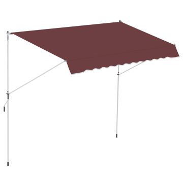 Outsunny Copertină manual retractabilă 3L x 1,5m, înălțime ajustabilă,material din poliester anti-UV, Roșu | Aosom Romania