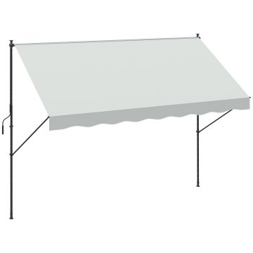 Outsunny Copertină Manuală Retractabilă 300x175x210-310 cm Reglabilă cu Manivelă Protecție Solară UV40+ pentru Balcon Terasă Crem | Aosom Romania