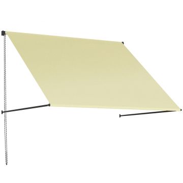 Outsunny Copertină retractabilă manuală înclinare reglabilă 150 x 116 cm protecție UV aluminiu poliester crem | Aosom Romania