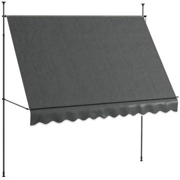 Outsunny Parasol Manual Retractabil pentru Balcon 300x120x210-300 cm cu Manivela Inaltime Ajustabila Impermeabil si Anti-UV Gri Inchis | Aosom Romania