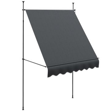 Outsunny Parasolar Manual Retractabil cu Manivela 200x120x210-300 cm cu Inaltime Ajustabila Impermeabil si Anti-UV Gri Inchis | Aosom Romania