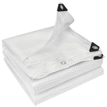 Outsunny Prelată impermeabilă 4 x 6 m 140g/m² prelată textilă robustă rezistentă la rupere rezistentă la UV prelată de protecție cu inele întărite Alb | Aosom Romania