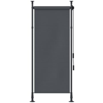 Outsunny Stor manual retractabil pe picior lungime reglabilă manivelă instalare fără găurire metal aluminiu poliester gri închis | Aosom Romania