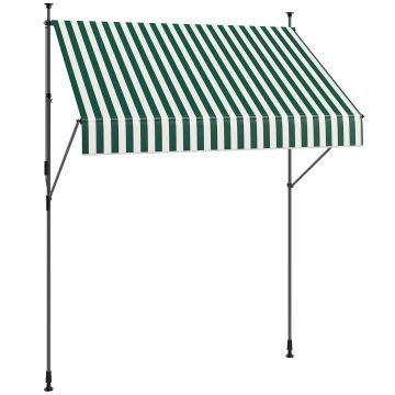 Outsunny Tenda de Soare cu Suporturi Reglabile și Manivelă, Verde și Alb | Aosom Romania