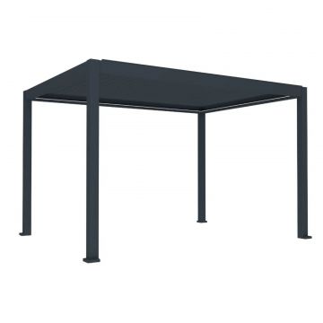 Pergola bioclimatica, iluminare LED, aluminiu, acoperis motorizat, Naimeed D6783, 400x300x250cm, Gri antracit