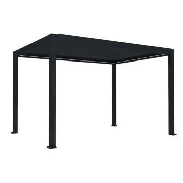 Pergola bioclimatica, iluminare LED, aluminiu, acoperis motorizat, Naimeed D6784, 400x300x250cm, Negru