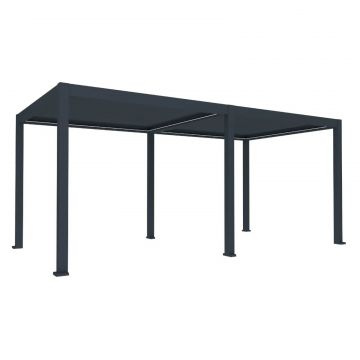 Pergola bioclimatica, iluminare LED, aluminiu, acoperis motorizat, Naimeed D6786, 600x300x250cm, Gri antracit