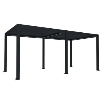 Pergola bioclimatica, iluminare LED, aluminiu, acoperis motorizat, Naimeed D6787, 600x300x250cm, Negru