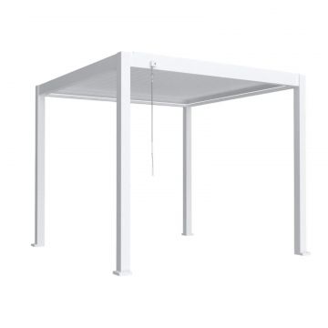 Pergola bioclimatica, iluminare LED, aluminiu, Naimeed D6791, 300x300x250cm, Alb